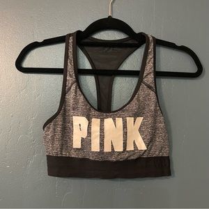 PINK Victoria’s Secret Women’s Gray Racerback Sports Bra Size S